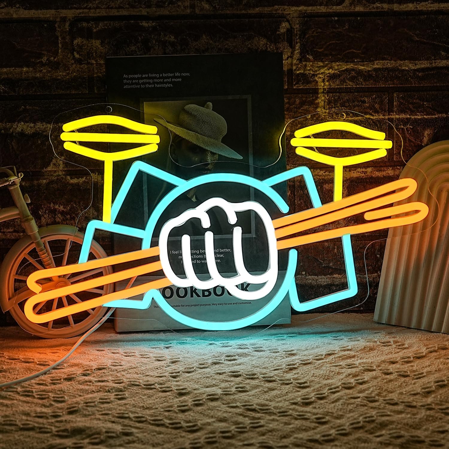Wall Decor Lighting - Neonowy Znak Zestawu Perkusyjnego Zasilany USB