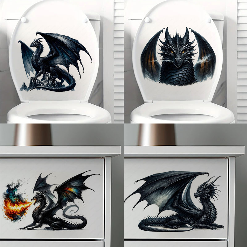 Lighting Mcqueen Bedroom Decor - Fiery Majestic Dragon Naklejki na toaletę