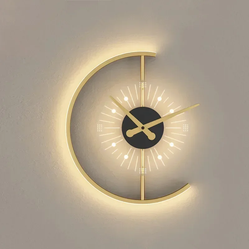 Lighting Home Decor Wall Clocks - Nowoczesna lampa ścienna LED z zegarem