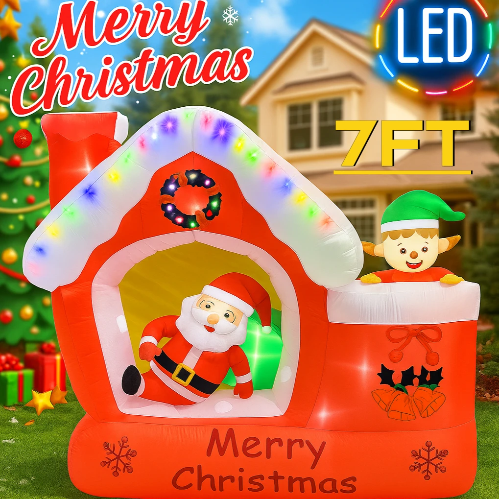 Santa'S Elves Holiday Lighting & Decor Llc - 7-stopowy Gigantyczny Nadmuchiwany Święty Mikołaj z