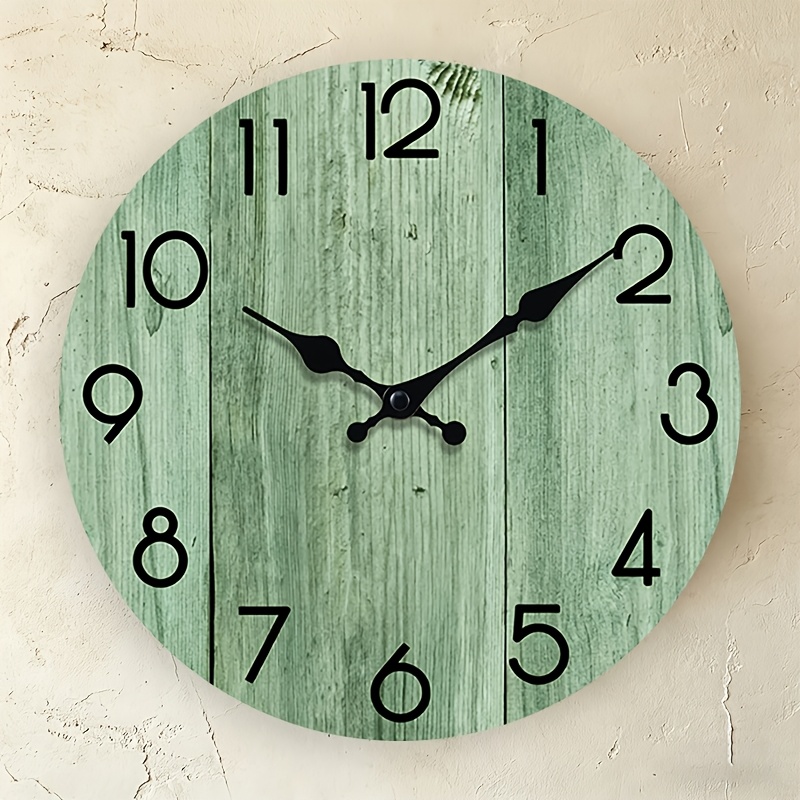 Lighting Home Decor Wall Clocks - Okrągły zegar ścienny z jasnozielonym wzorem