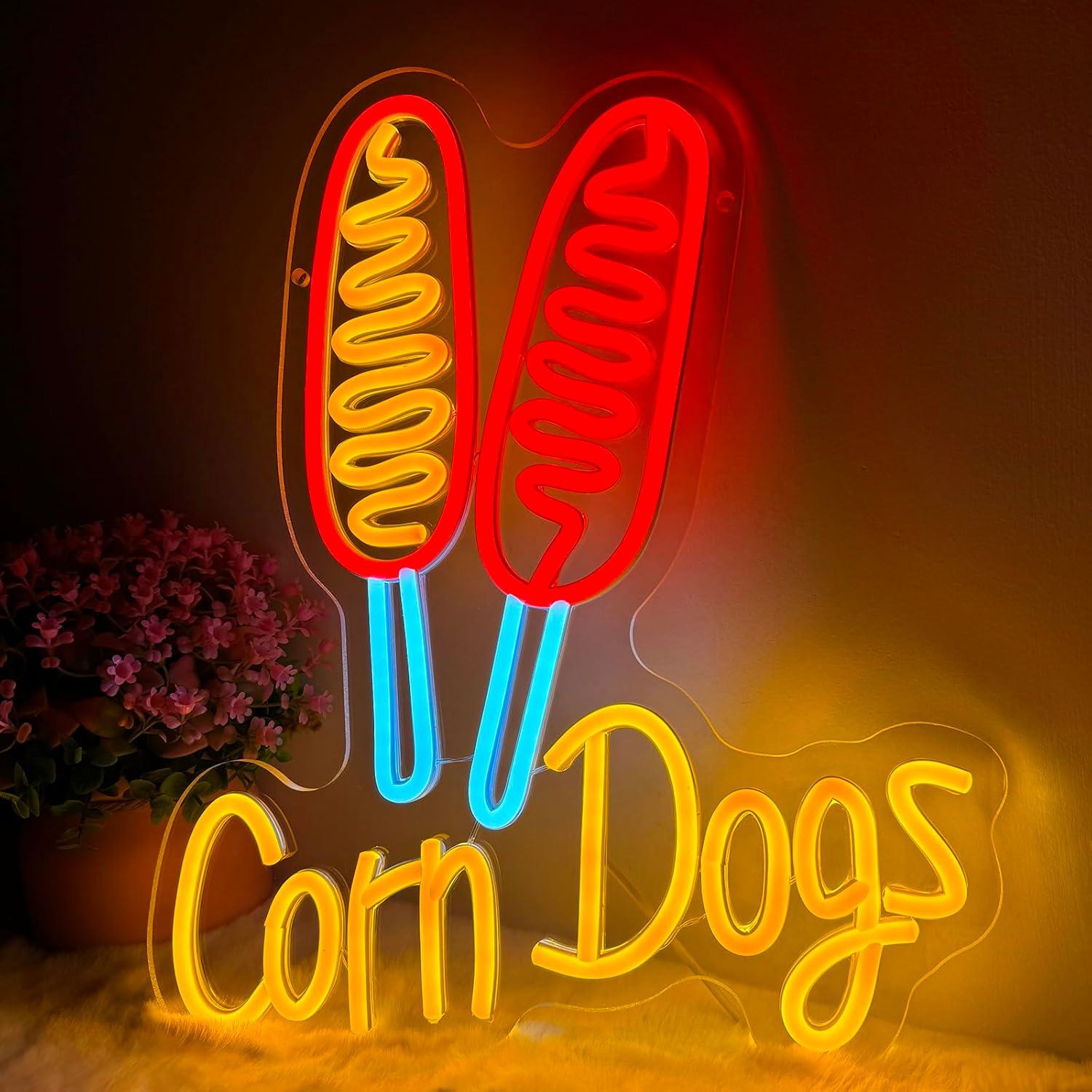 Lighting Decoration Wedding - Neonowy szyld Corn Dog, przekąska, ściemnialne