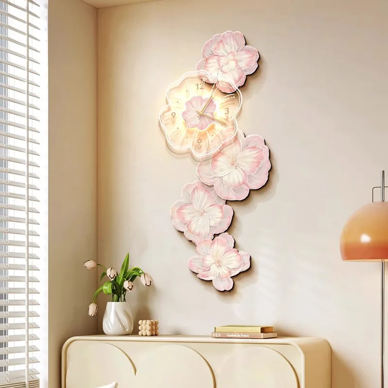 Różowy Kwiat Światło Luksusowy – Lighting Home Decor Wall Clocks recenzja i cena