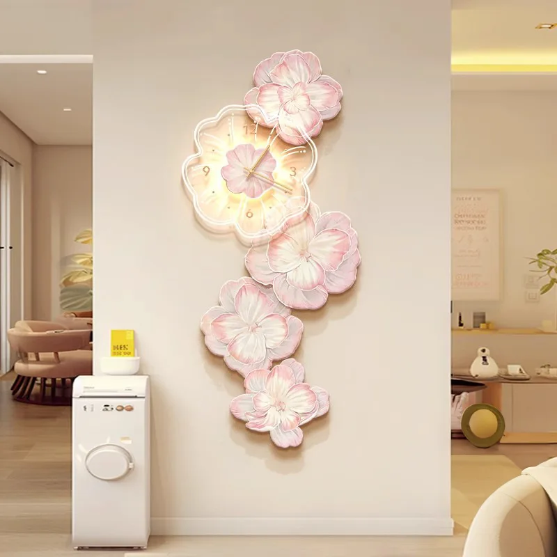 Różowy Kwiat Światło Luksusowy – Lighting Home Decor Wall Clocks recenzja i cena