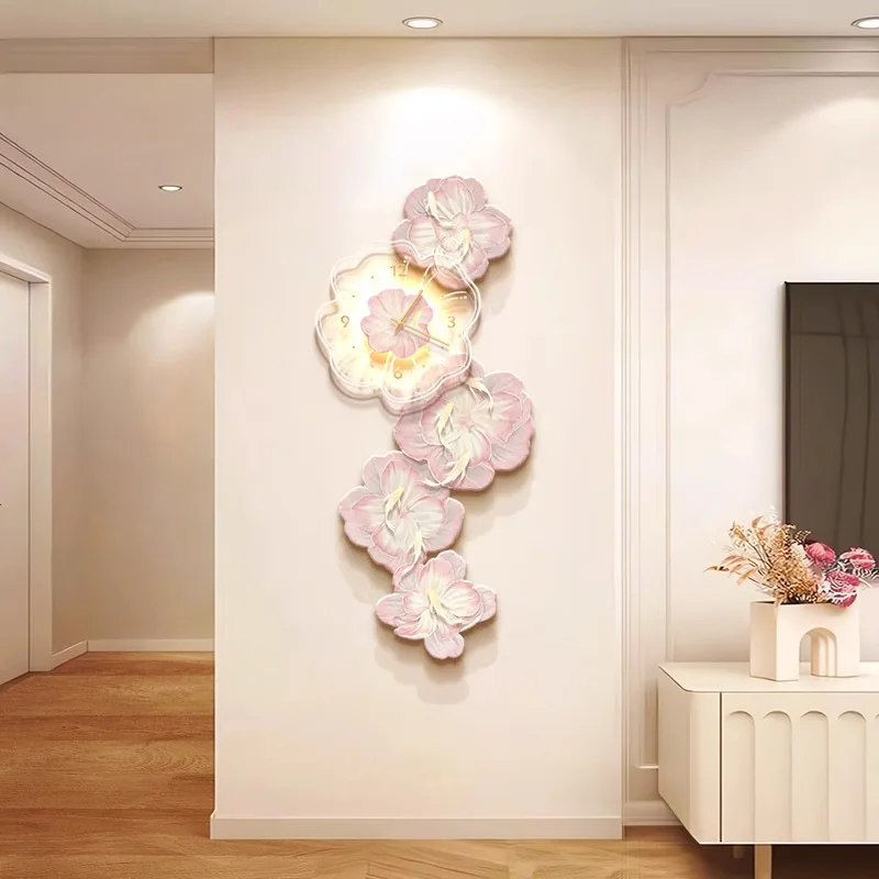 Różowy Kwiat Światło Luksusowy – Lighting Home Decor Wall Clocks recenzja i cena
