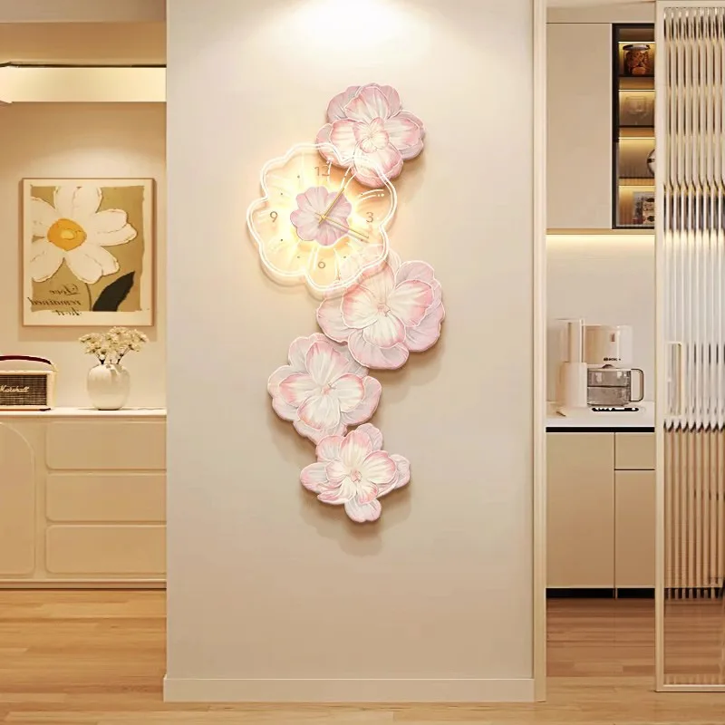 Różowy Kwiat Światło Luksusowy – Lighting Home Decor Wall Clocks recenzja i cena