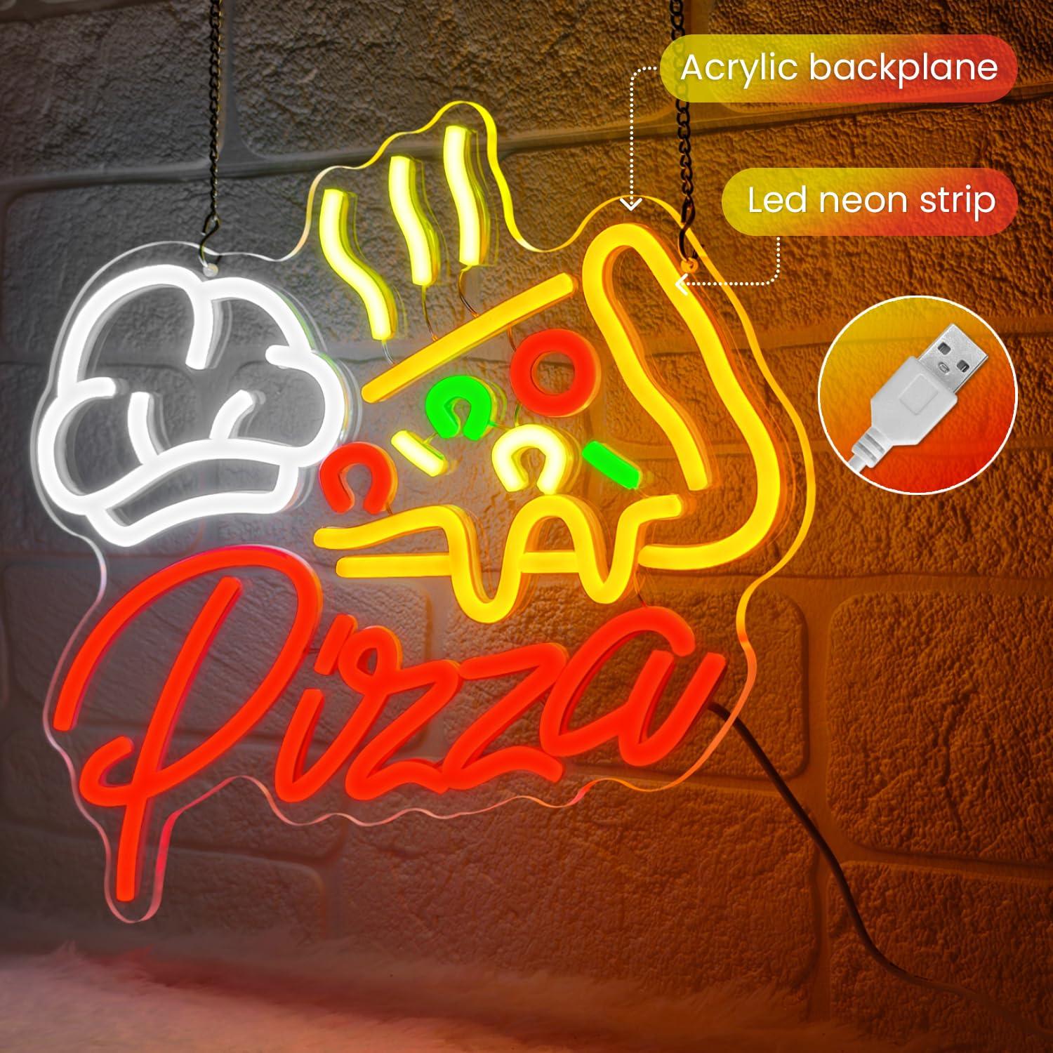 Neonowy szyld pizza, kolorowe  – Wall Decor Lighting recenzja i cena